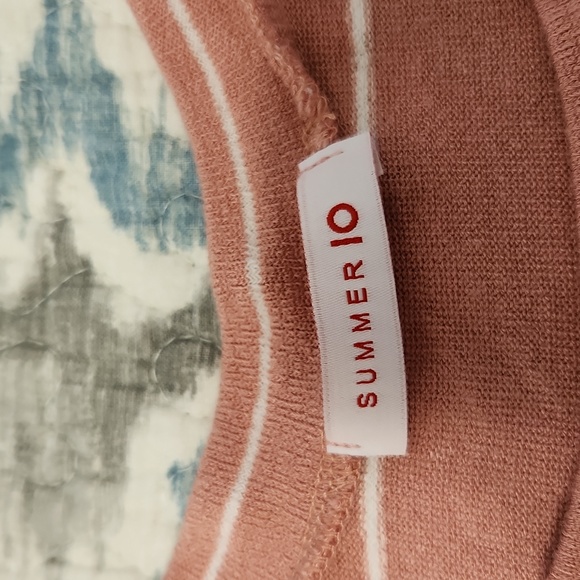NWOT Summer 10 sweater, pink with white stripes. Size M. - Picture 2 of 3